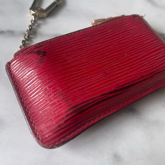 Louis Vuitton 💯 Authentic Red Epi Les Cles Leather Keychain Card Holder - Picture 4 of 9